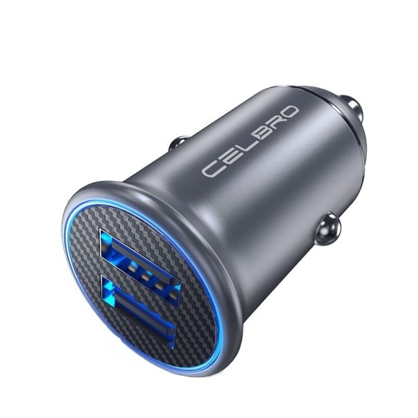 Caricabatterie da auto Dual USB K808 grigio scuro