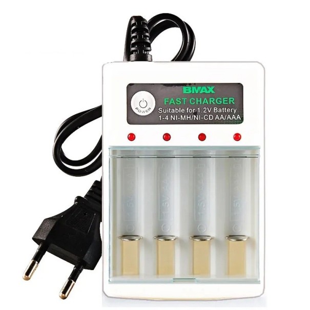 Caricabatterie per batterie AA AAA 4 sloti spina EU AC 110V 220V per celle Ni-MH Ni-CD 1,2V adattatore ricaricabile ricarica domestica design compatto 1