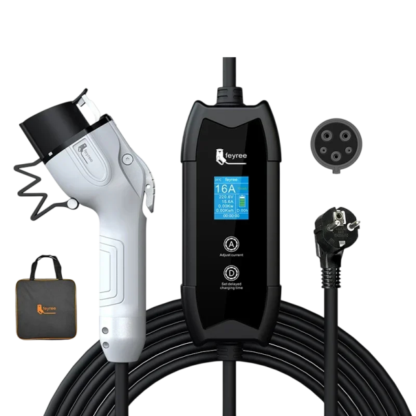 Caricabatterie portatile per veicoli elettrici Type 1 3,5 kW 16A corrente regolabile 8–16A SAE J1772 con display e timer per ricarica domestica 1