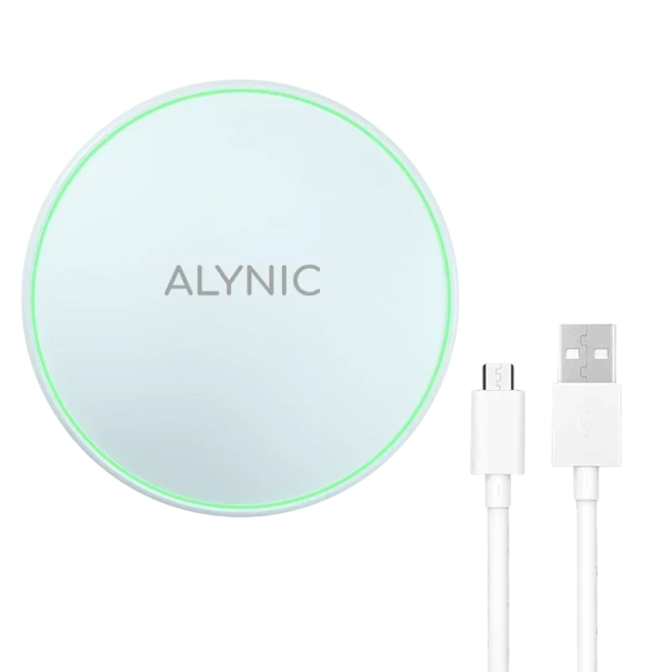 Caricabatterie wireless rapido 30W con indicatore LED e cavo da 1m Tipo C in confezione caricamento rapido stabile compatibile con più marche bianco