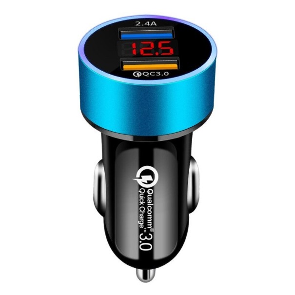 Caricatore da auto Dual USB Quick Charge blu