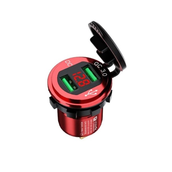 Caricatore per auto Dual USB con copertura K807 rosso