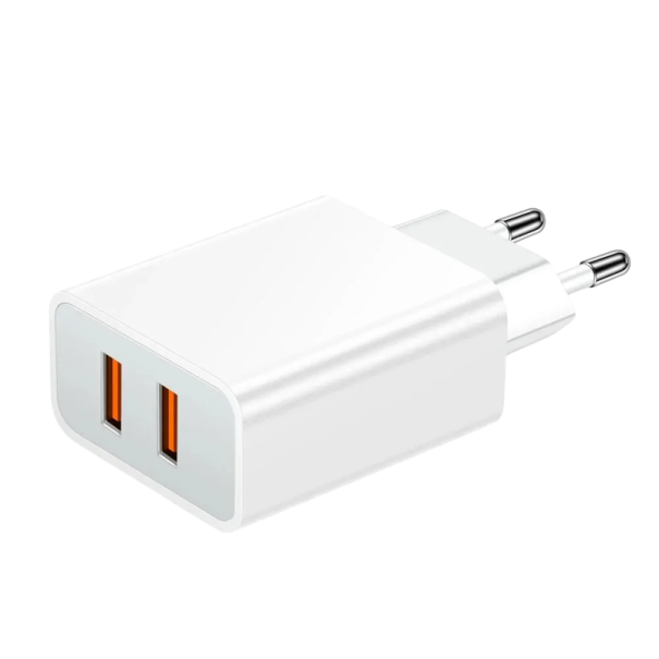 Caricatore rapido da rete EU 2x USB A 2.4A adattatore di ricarica 5V 12W caricatore da viaggio universale per telefoni cellulari e dispositivi 1