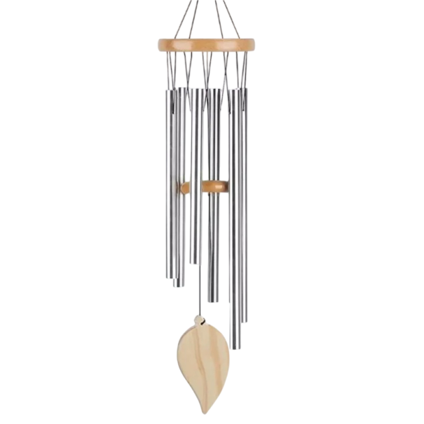 Carillon suspendu en métal 68 cm avec éléments en bois Design élégant pour le jardin, la terrasse et l'appartement Accessoire décoratif 1