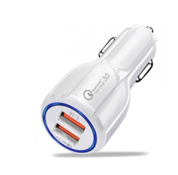 Carregador de carro 2x USB branco