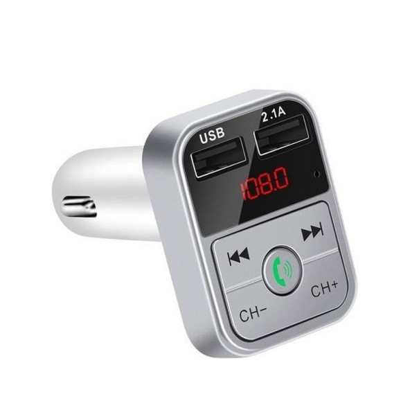 Carregador de carro Bluetooth FM transmitter prateado