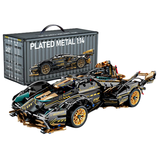 Carro de corrida desportivo dobrável 1:14 Kit de construção para rapazes 36 x 16,5 x 8,5 cm Cockpit e compartimento do motor basculantes Modelo de carro para idade 14+ 1