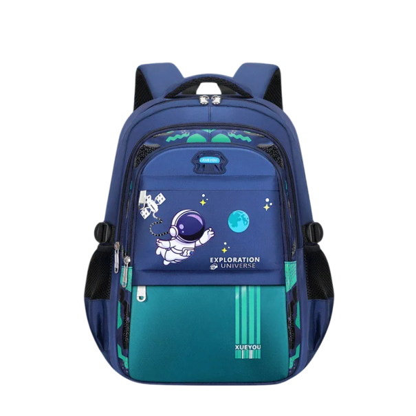 Cartable pour garçon 40 x 26 x 18 cm Astronaute Sac à dos imperméable Dos rembourré 5 poches zippées Bouteilles 1re-2e année vert