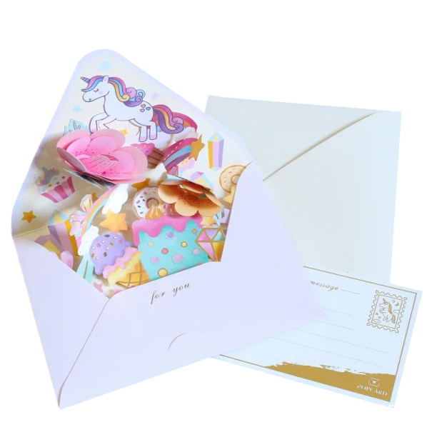 Carte de vœux 3D romantique avec enveloppe et carte postale Carte pop-up Fleurs colorées Carte cadeau créative Anniversaires Noël Anniversaires Mariage 1