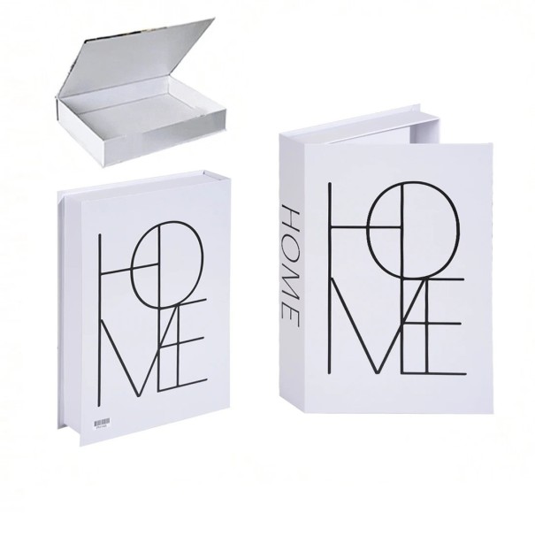 Cartea decorativă falsă cu spațiu de depozitare HOME – deschisă, albă, decor minimalist cu loc de depozitare secret 1