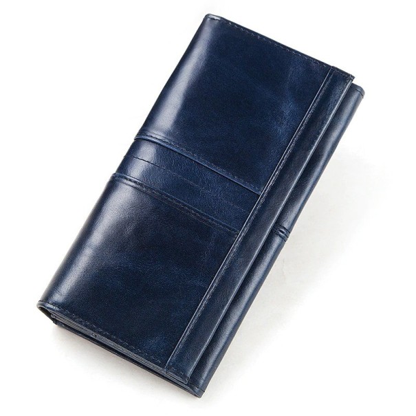 Carteira de couro feminina M130 azul escuro