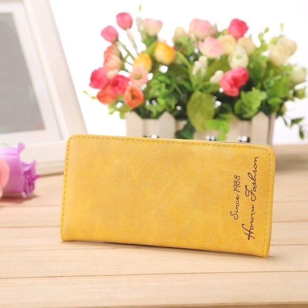 Carteira de couro feminina M216 amarelo