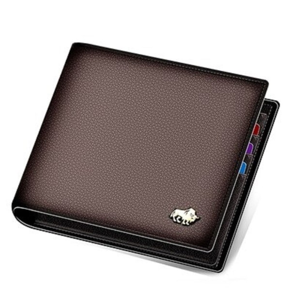 Carteira de couro para homem M445 castanho escuro