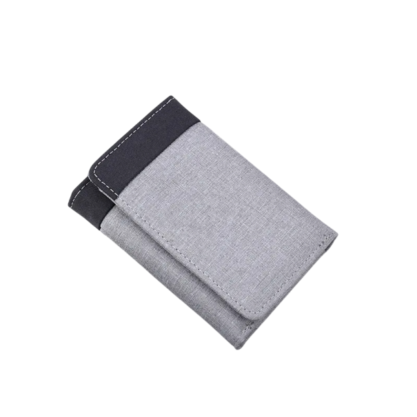 Carteira de homem em tecido 12,2 x 8,3 cm Carteira pequena e compacta com espaço para cartões Carteira de tecido estilosa para homem cinzento