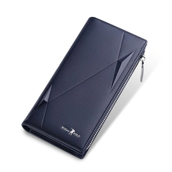 Carteira de pele grande para homem M535 azul escuro 2