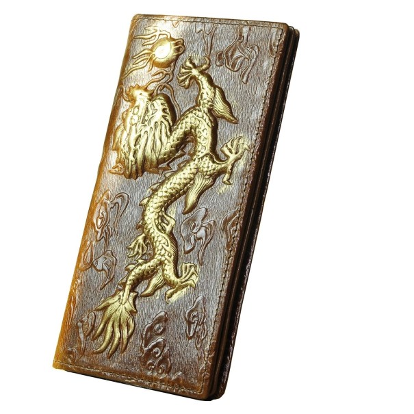 Carteira de pele masculina com dragão 2