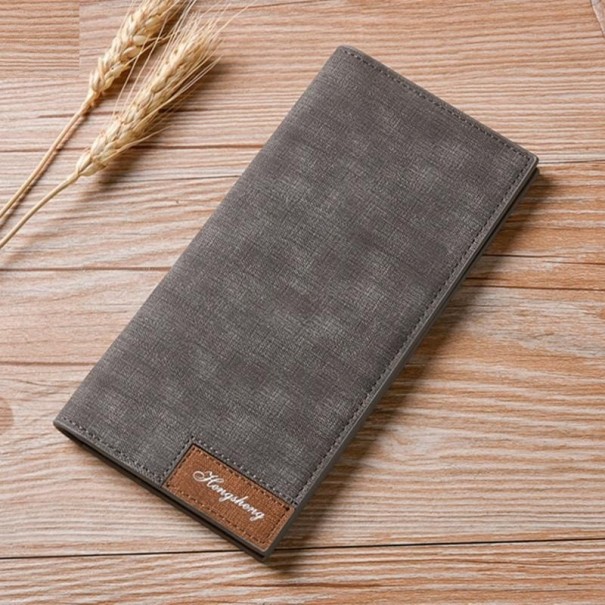 Carteira de pele masculina M448 cinzento