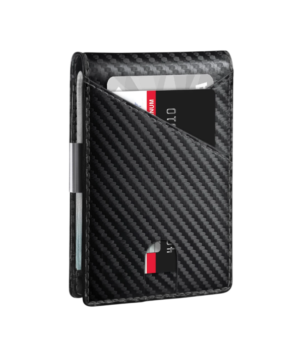 Carteira masculina 11,5 x 8,5 cm em pele PU Cores neutras Compartimentos para cartões Bolso para o cartão mais utilizado Carteira estilosa e prática para homens preto