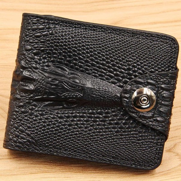 Carteira masculina com padrão de pele de crocodilo preto 1