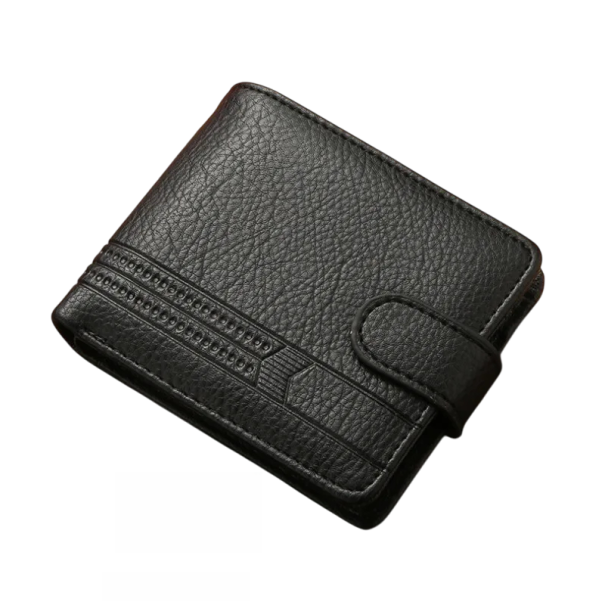 Cartera de hombre 10 x 12 cm de piel sintética con bolsillo para monedas y tarjetas Cartera moderna para hombre Cartera de hombre elegante con compartimentos negro