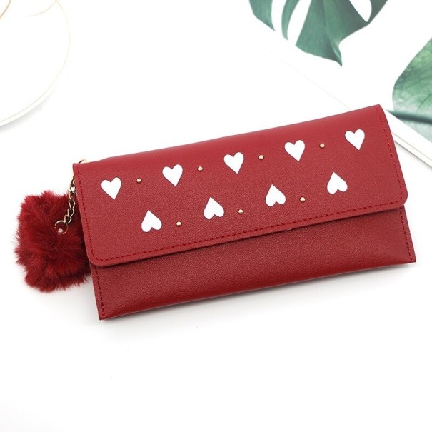 Cartera de mujer con corazones M367 burdeos