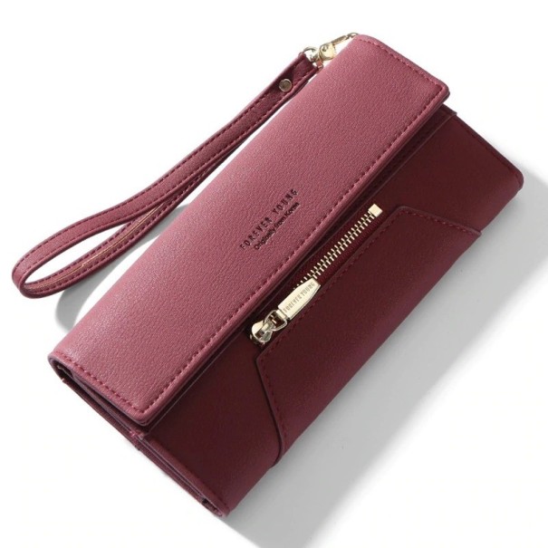 Cartera de mujer con cremallera burdeos