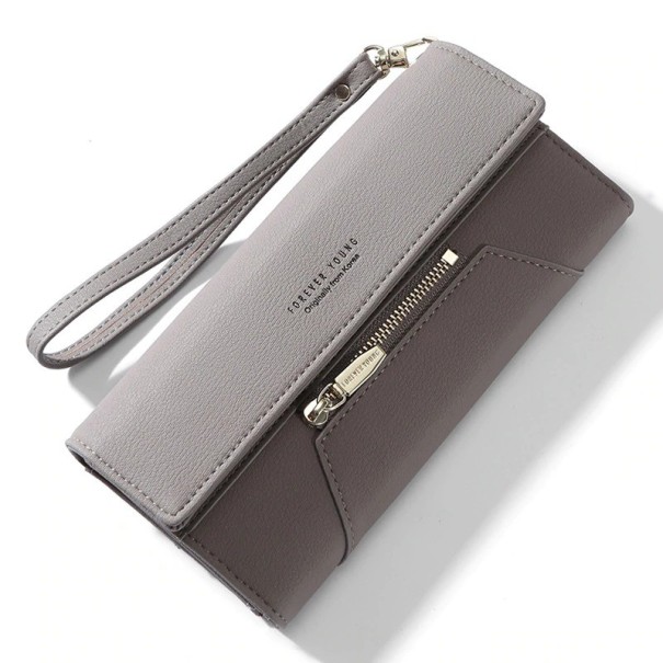 Cartera de mujer con cremallera gris