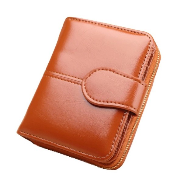 Cartera de piel brillante para mujer marrón