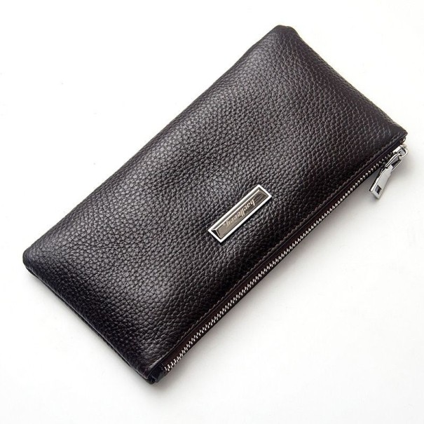 Cartera de piel grande para hombre M575 marrón oscuro