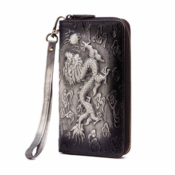 Cartera de piel para hombre con dragón 6