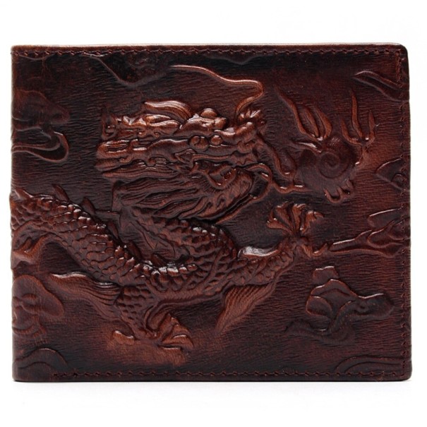 Cartera de piel para hombre con dragón M500 marrón oscuro 2