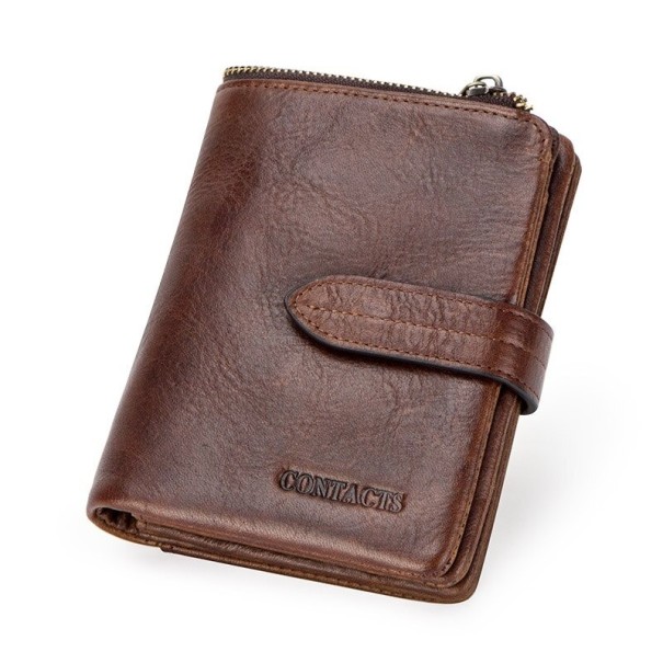 Cartera de piel para hombre con hebilla marrón oscuro 2
