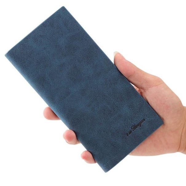 Cartera de piel para hombre grande M494 azul oscuro