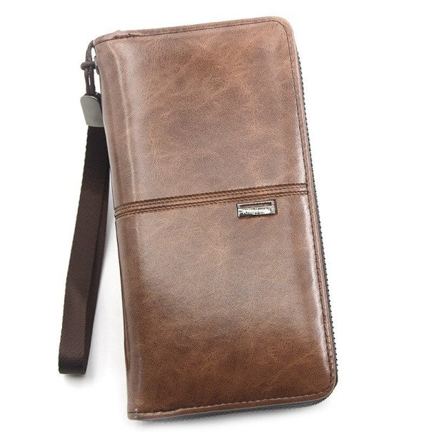 Cartera de piel para hombre grande M502 marrón oscuro 1