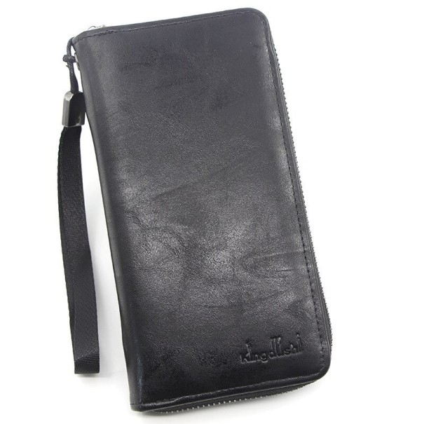 Cartera de piel para hombre grande M502 negro 2