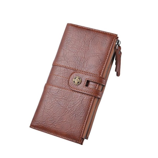 Cartera de piel para hombre grande M543 marrón