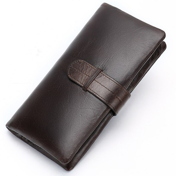 Cartera de piel para hombre grande M565 marrón oscuro