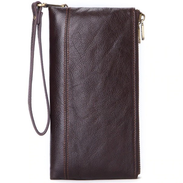 Cartera de piel para hombre grande M630 marrón oscuro