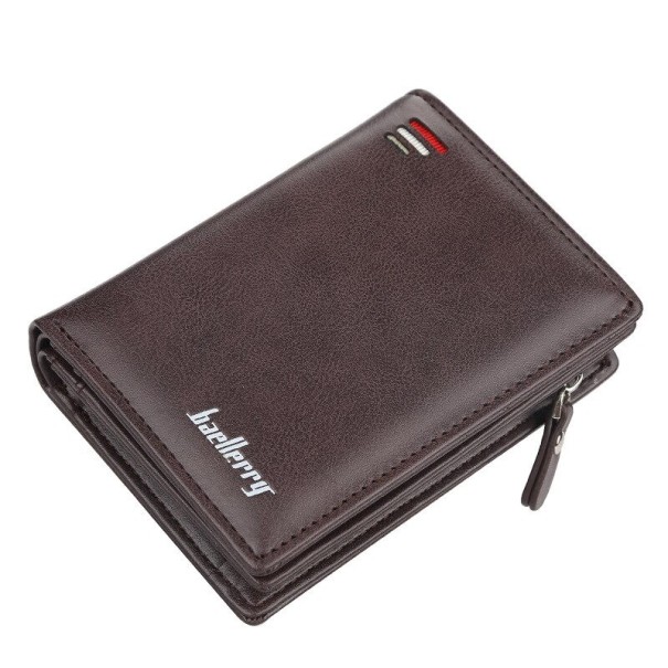 Cartera de piel para hombre J105 marrón oscuro
