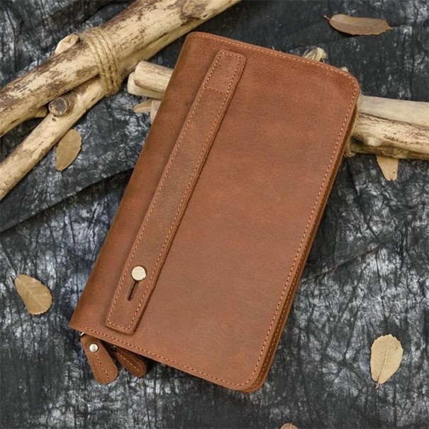 Cartera de piel para hombre M228 marrón claro