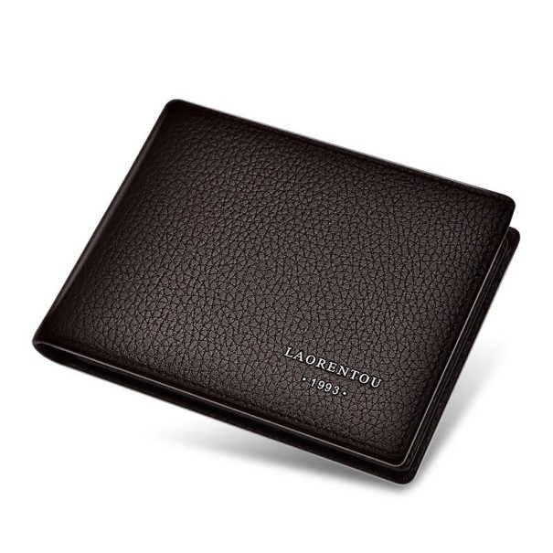 Cartera de piel para hombre M487 marrón oscuro