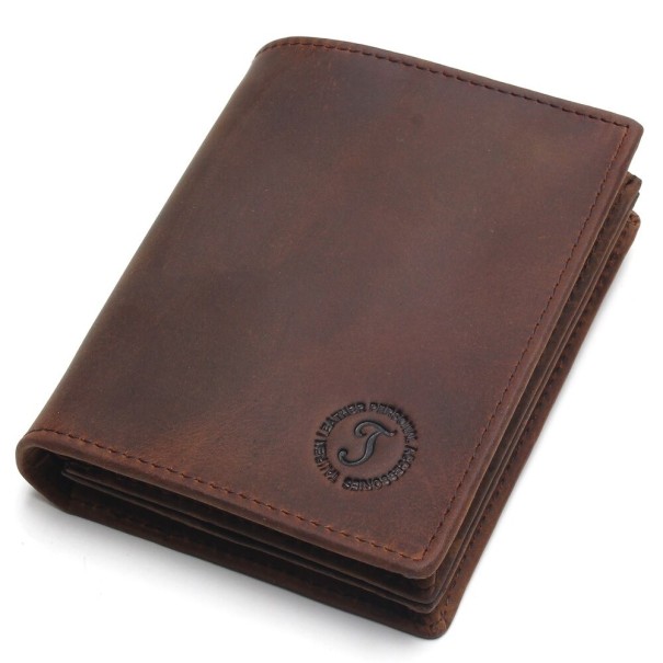 Cartera de piel para hombre M595 marrón oscuro 1
