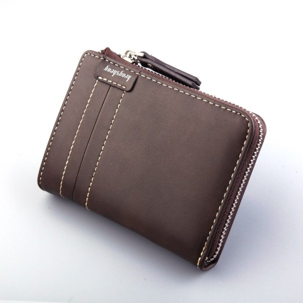 Cartera de piel para hombre M607 marrón oscuro