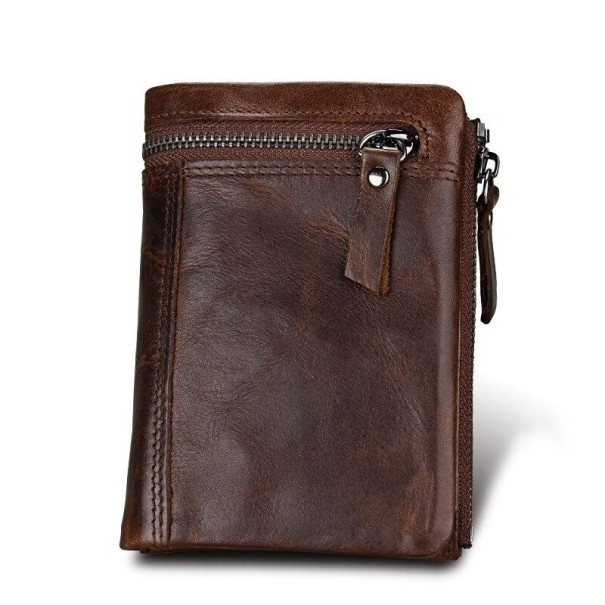 Cartera de piel para hombre M615 marrón oscuro