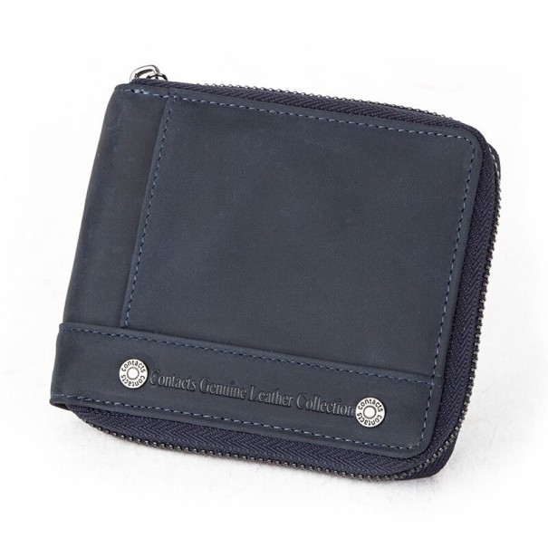Cartera de piel para hombre M643 azul oscuro