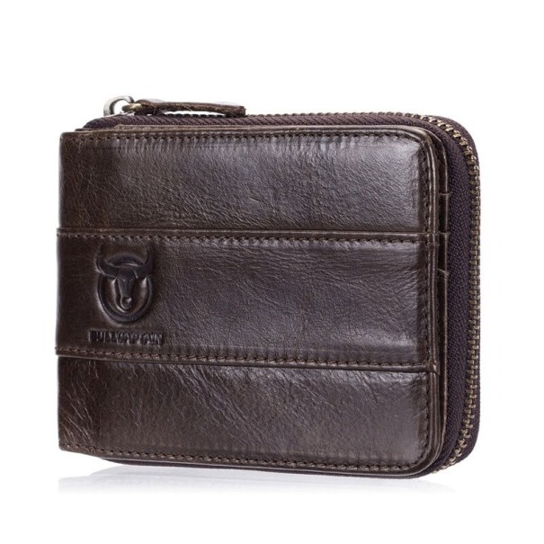 Cartera de piel para hombre M656 marrón oscuro