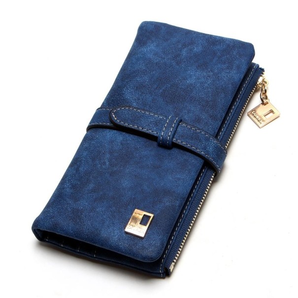 Cartera de piel para mujer A2445 azul oscuro