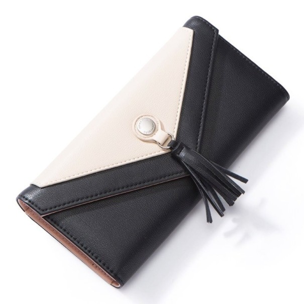 Cartera de piel para mujer con borla M190 negro