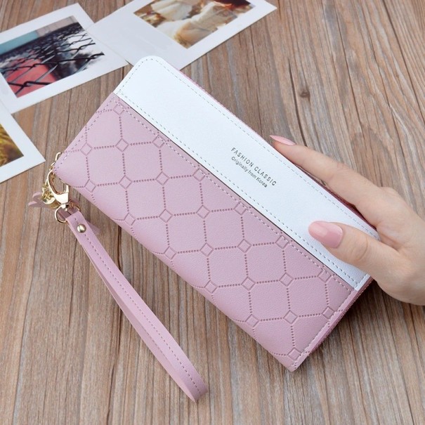 Cartera de piel para mujer con correa M214 rosa
