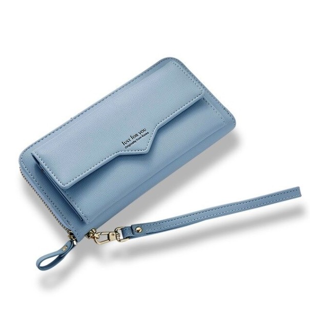 Cartera de piel para mujer con correa M258 azul claro